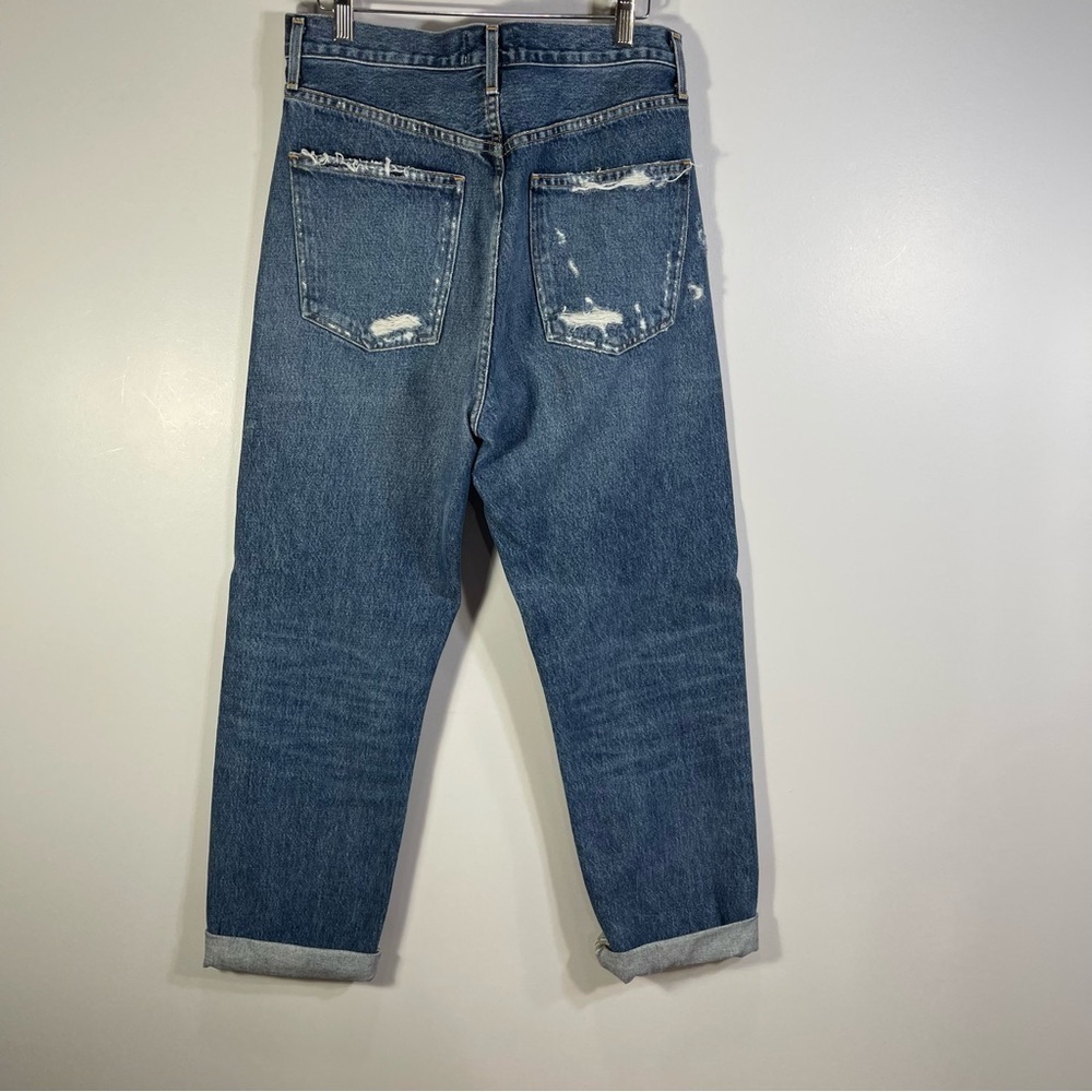 Agolde Womens 90s High Rise Loose Fit Distressed Blue Jeans Psyche Wash Size 27 - Picture 5 of 15
